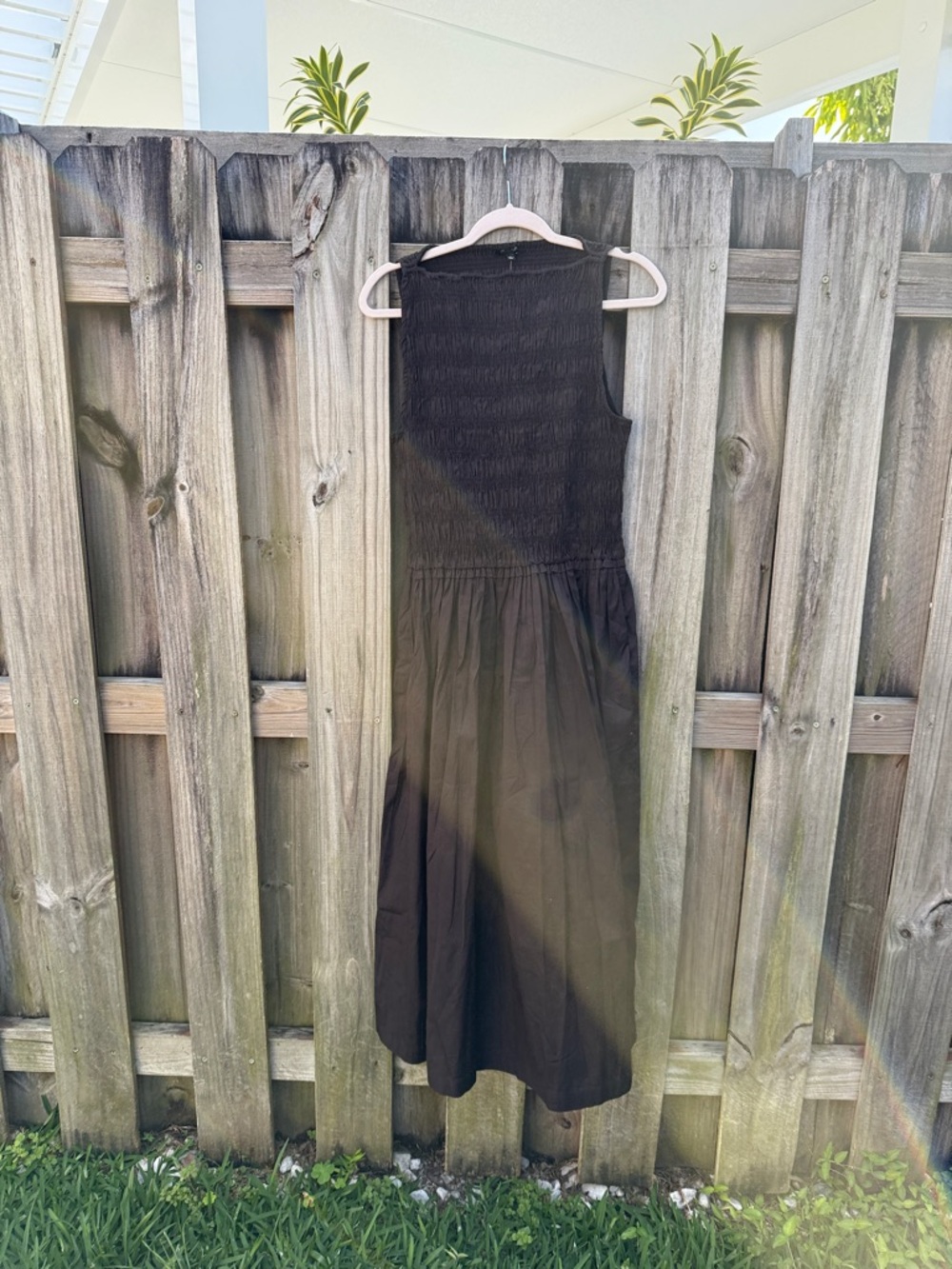 Madewell Dark Brown Sleeveless Smocked Maxi Dress